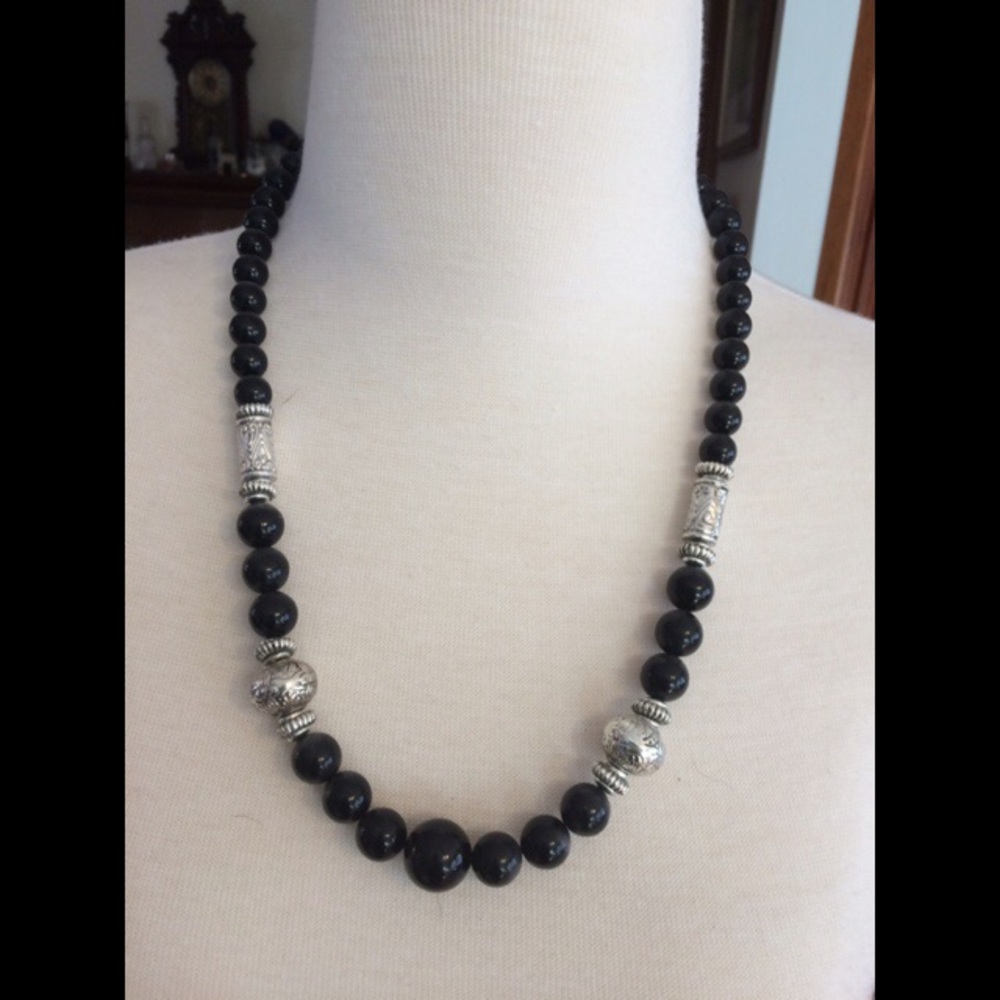 Black and silver beaded necklace